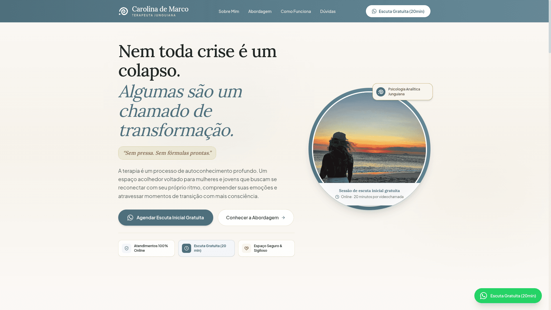 Screenshot do site Carol De Marco Terapeuta