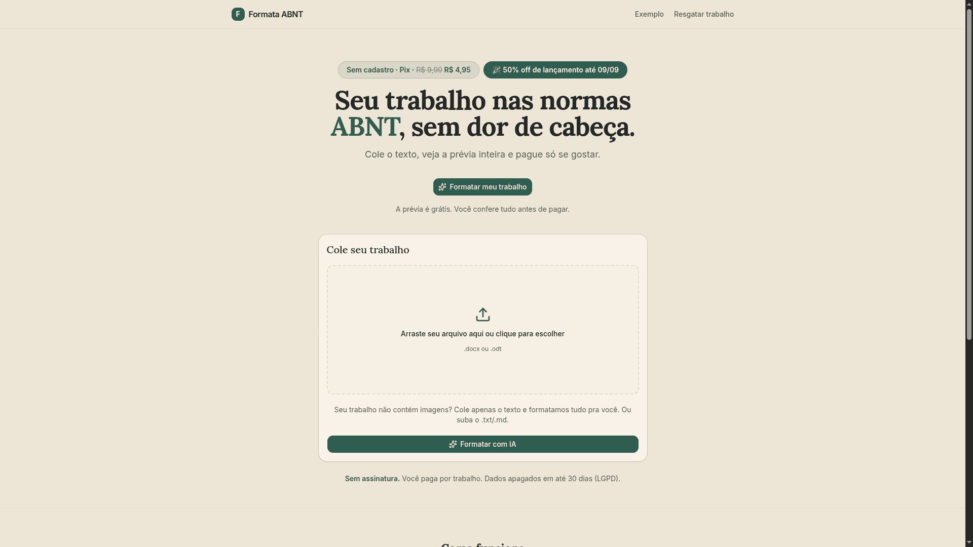 Screenshot do site Formata ABNT